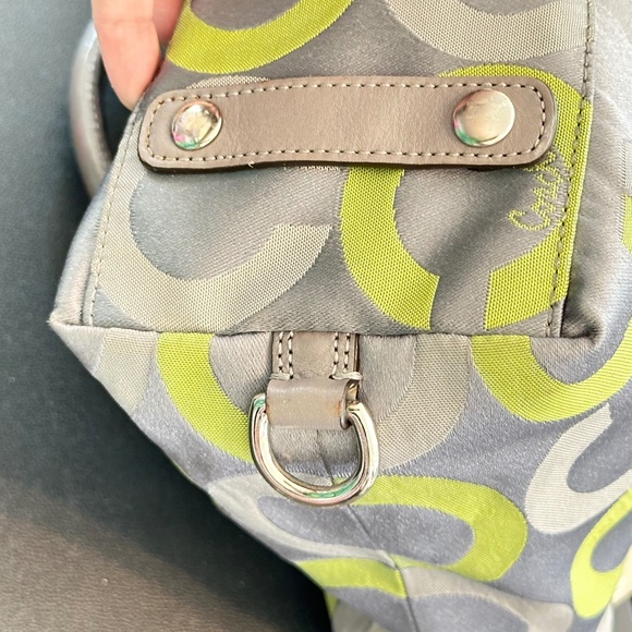 COACH Sabrina Signature Gray/Lime Green Op Art Satchel Handbag #D0971-13861 - Picture 6 of 16